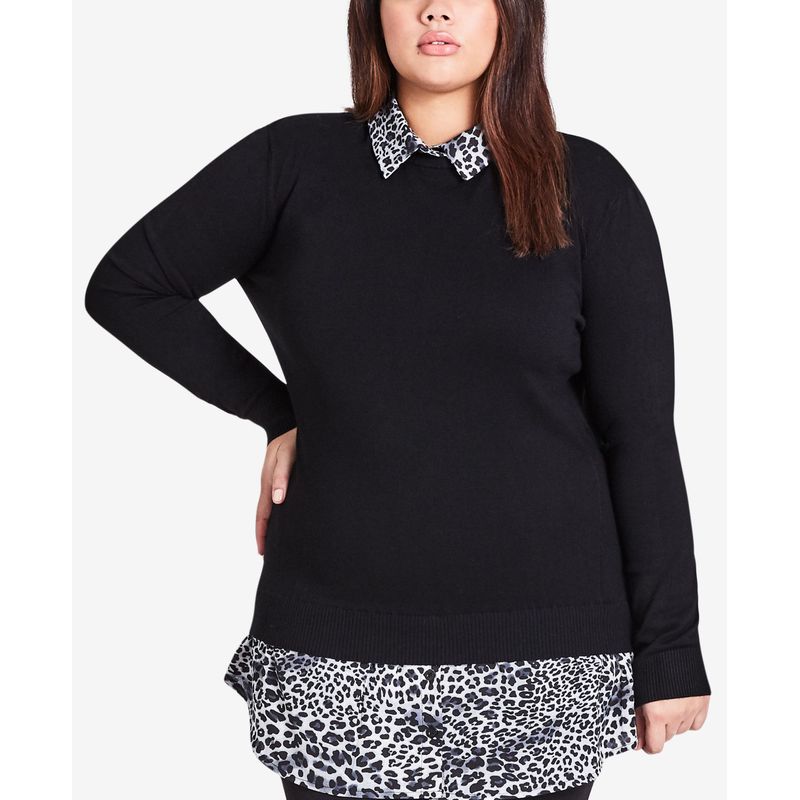 City Chic Plus Size Layered Look Sweater